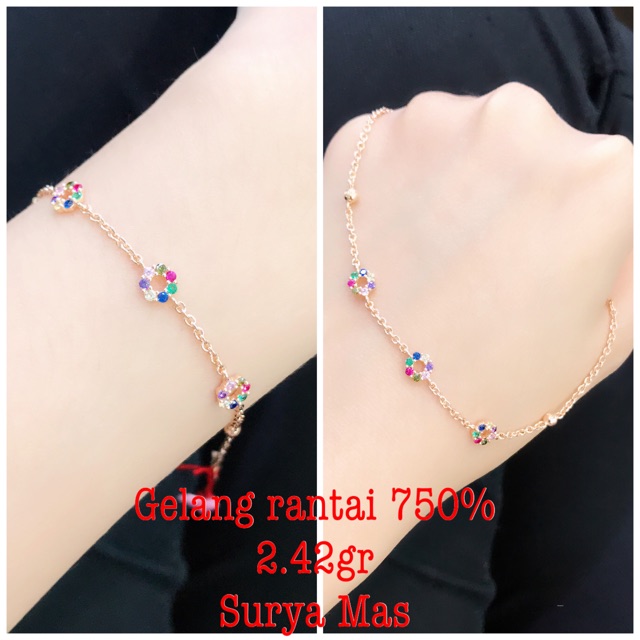 Gelang rantai emas 750%
