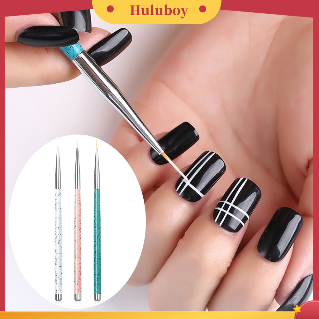 Huluboy Huluboy♡ 3 Pcs Pena Gambar Kuku Multifungsi Bahan Plastik Untuk Salon