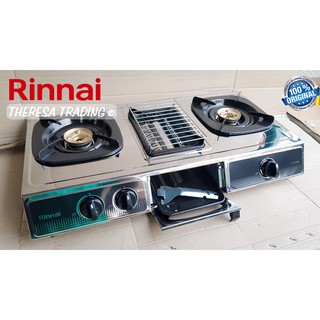 KOMPOR GAS RINNAI 3 TUNGKU 524 E STAINLESS STEEL WITH ...