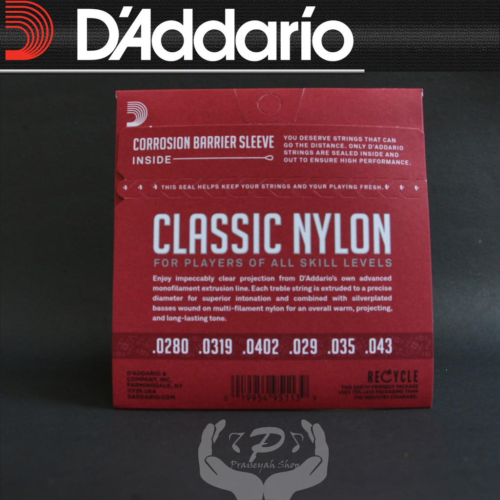 Daddario EJ 27N Senar Gitar Classic Nylon Silverplated Wound Original