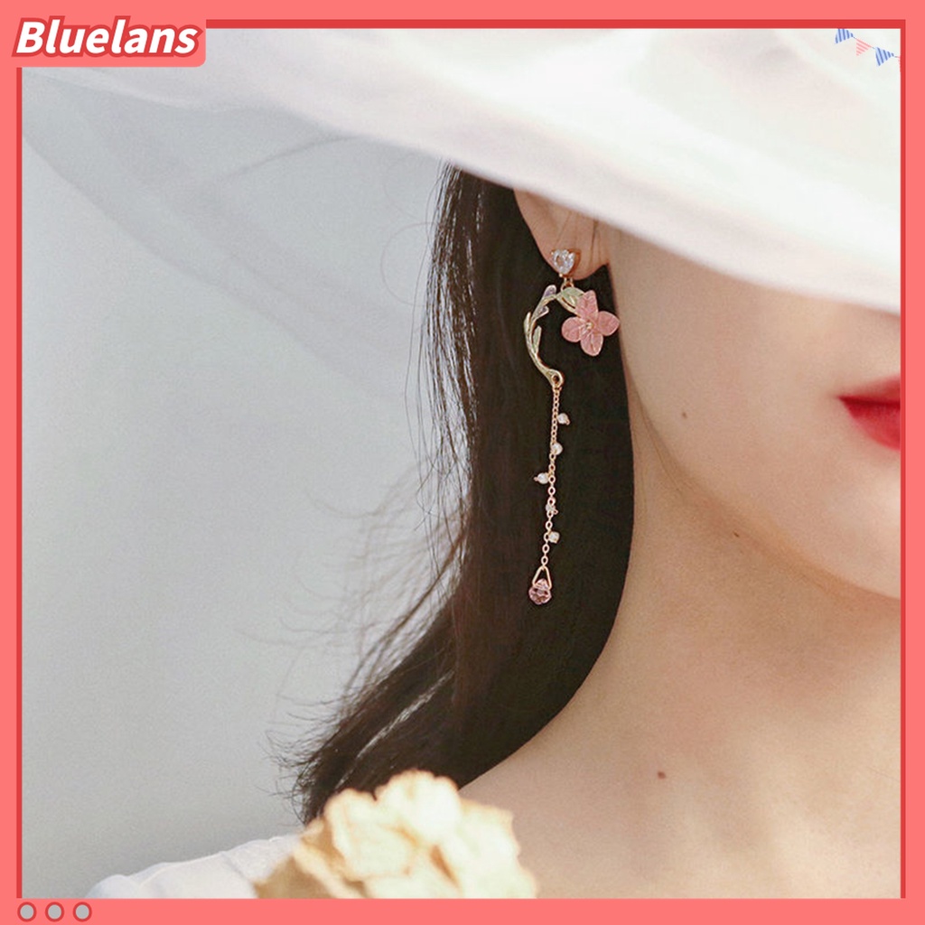 Bluelans Anting Rumbai Kristal Imitasi Geometris Warna-Warni