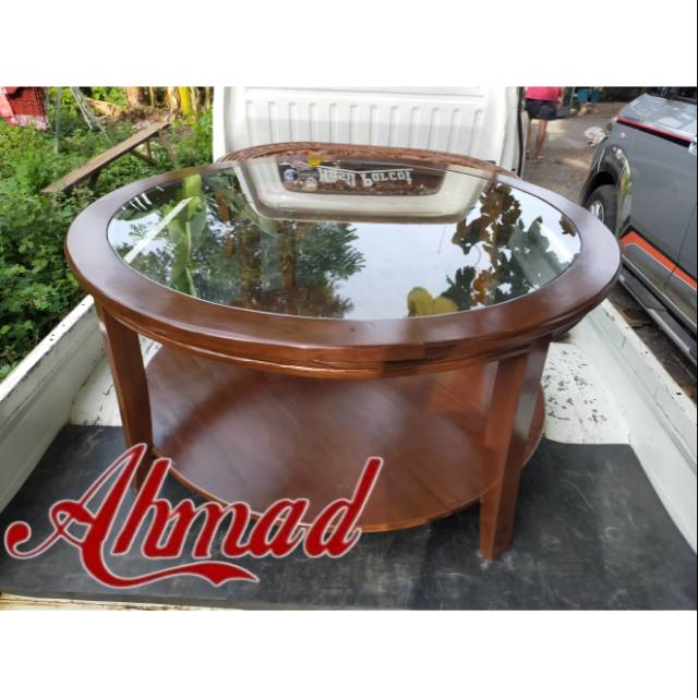 Meja tamu bundar jati