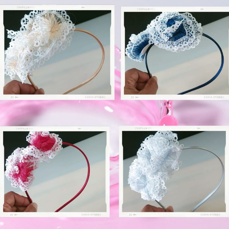 Bando bunga rose bando flower crown bando renda bando anak korea bando bunga  mawar