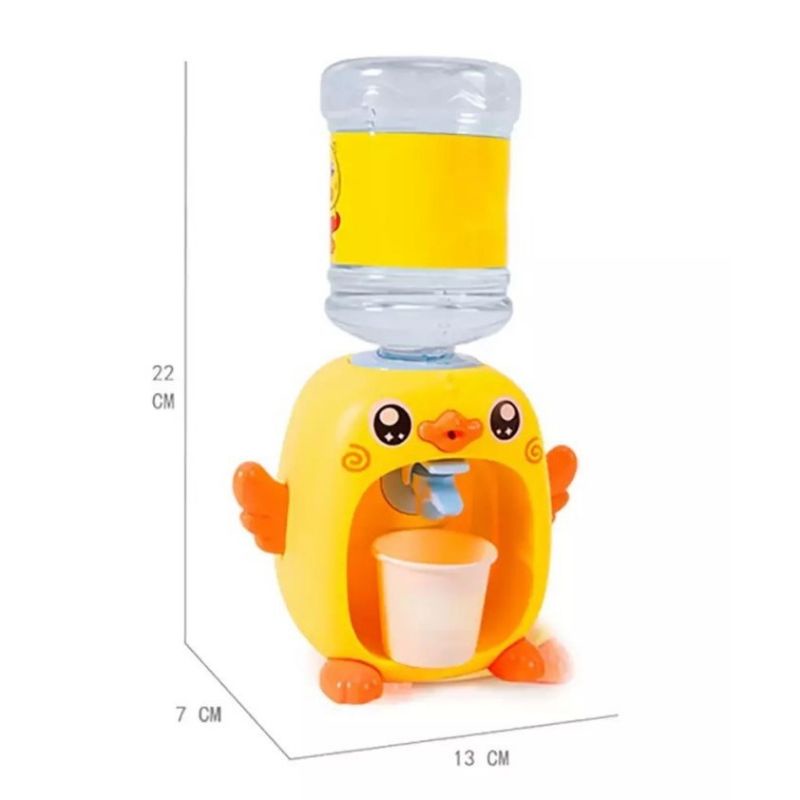 Mini Water Dispenser with Water Bucket Cute Duck Shape Simulation Drinking Fountain Cartoon Animal Kitchen Toy for Kids Gift