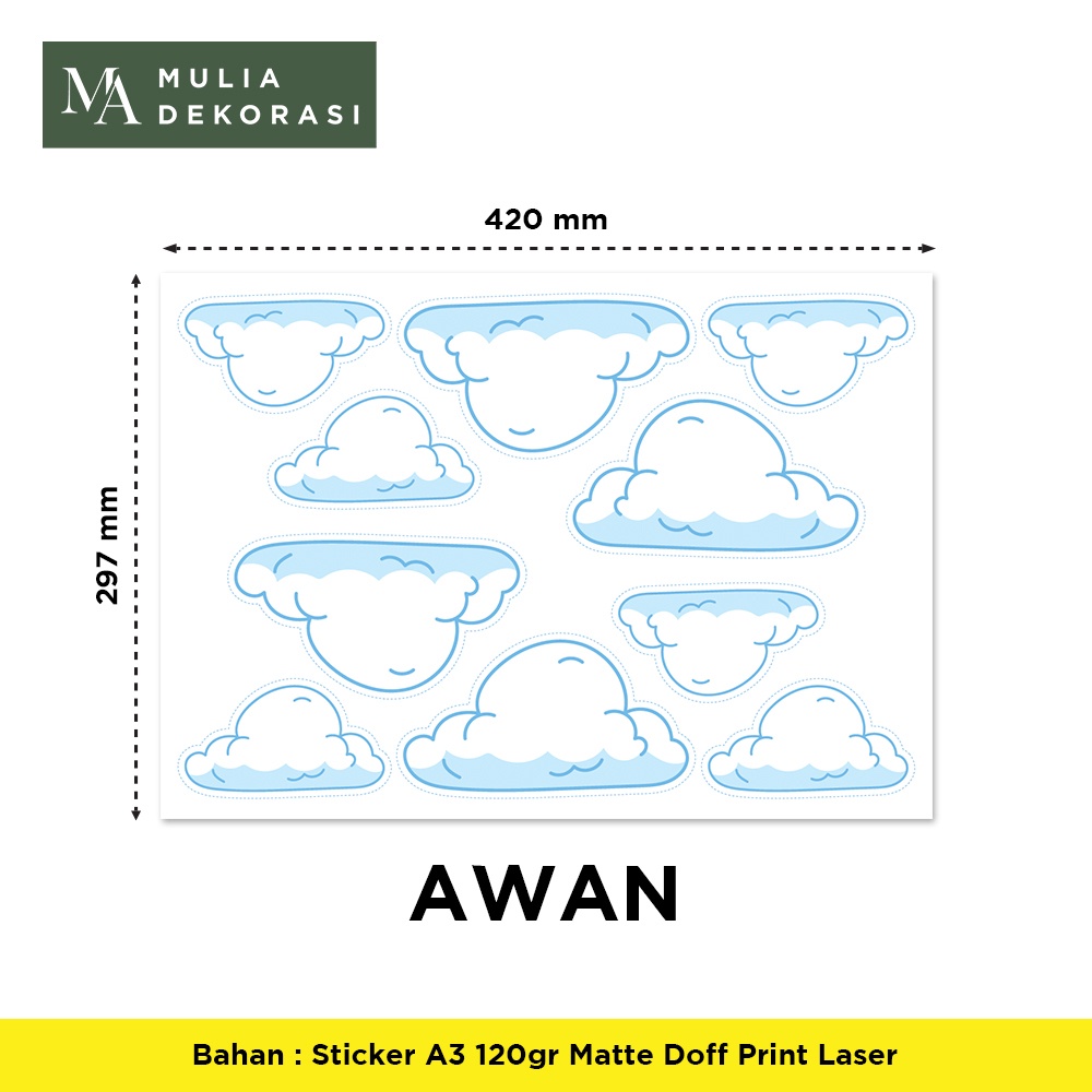 Aksesoris Dekorasi Murah Dinding Custom Sticker Foto Gambar Karakter Bintang Bulan Awan