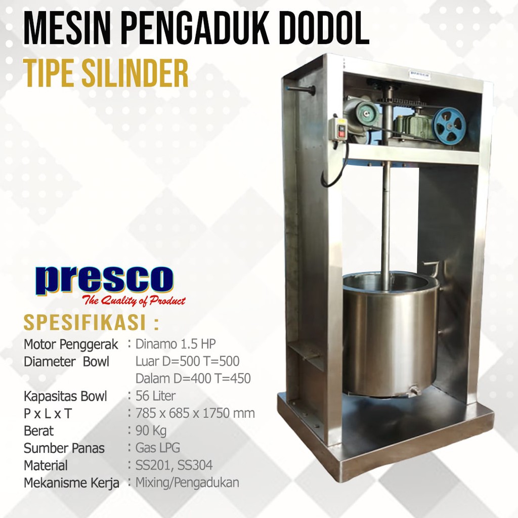 Mesin Pengaduk Dodol Presco Tipe Silinder