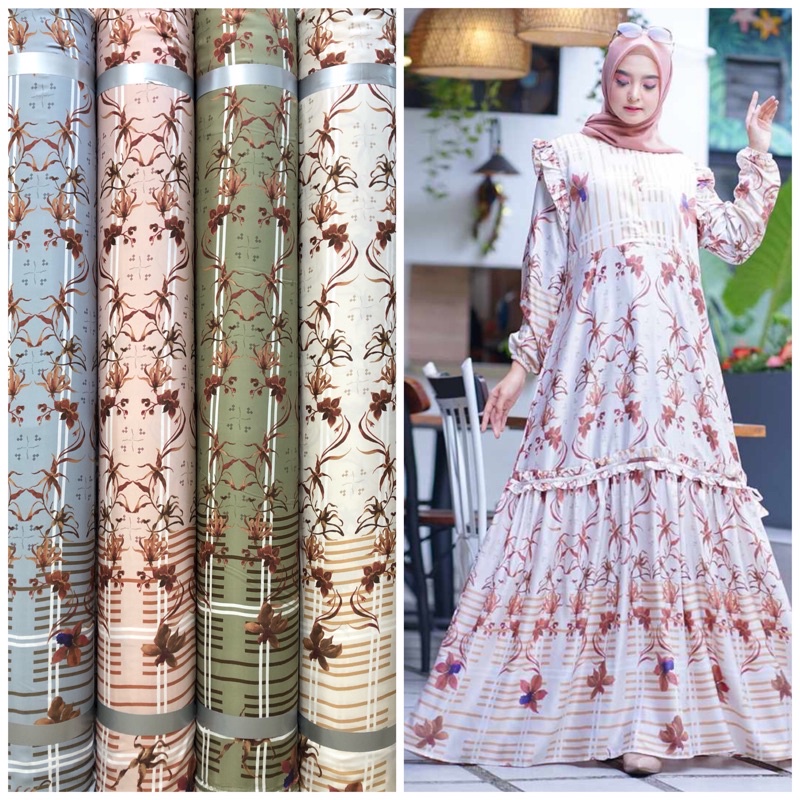 Kain silk copy motif wearing klamby | kain seragaman | bahan gamis