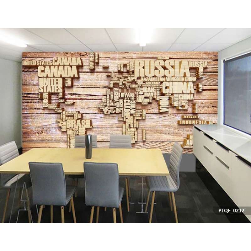 Wallpaper Dinding 3D Custom Peta Dunia (PTQF-0212)