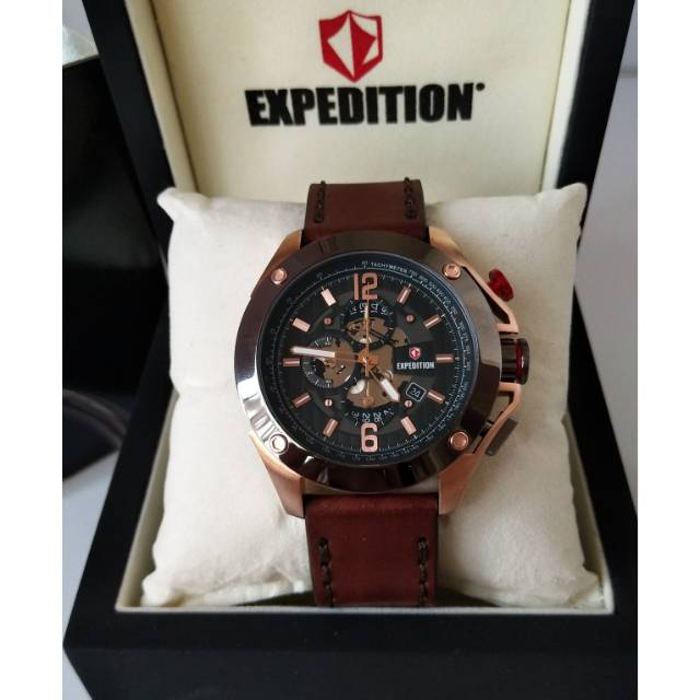 Jam tangan pria expedition 6697 black rosegold original
