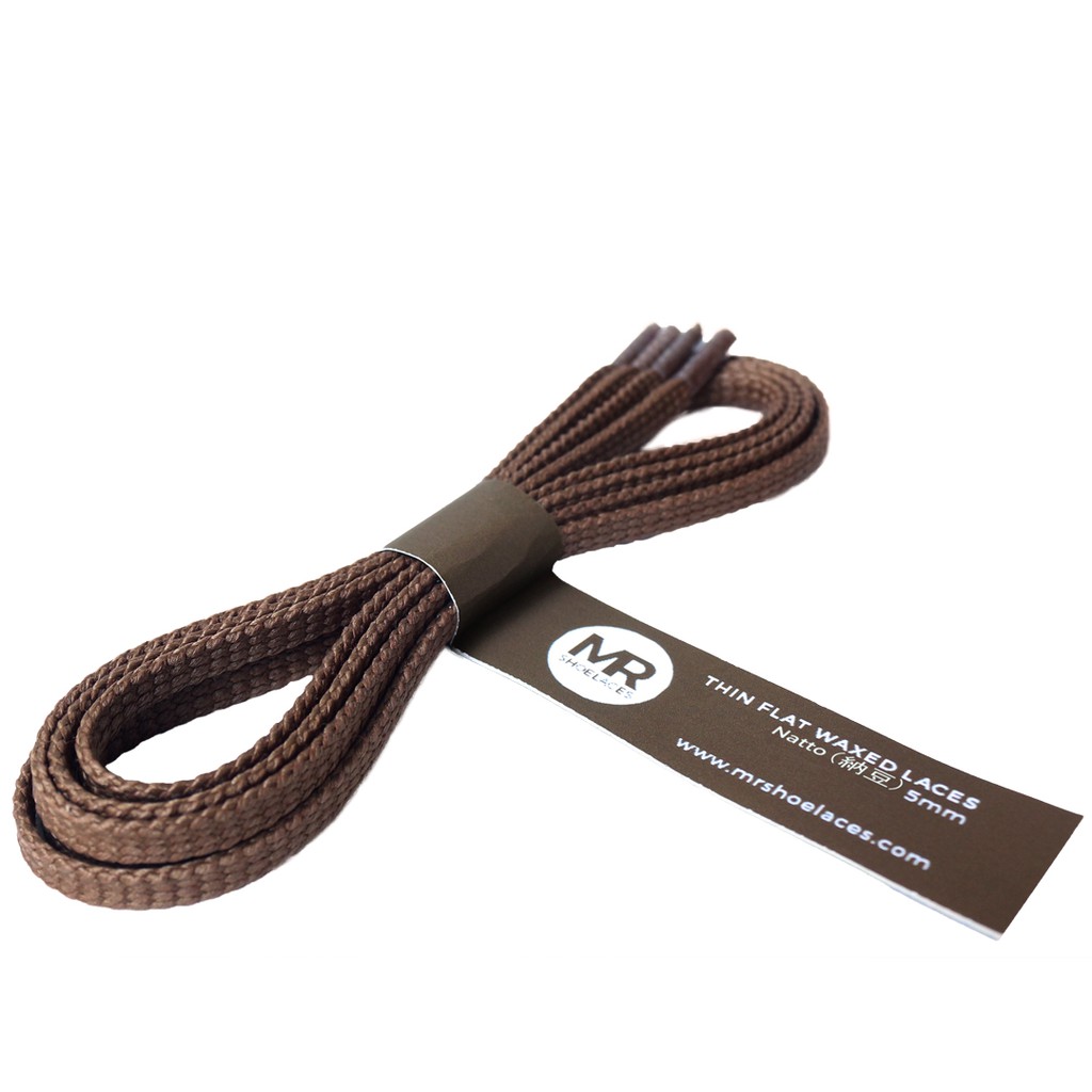 MR Shoelaces TH26 Natto (Coklat Muda) Tali Sepatu Lilin Gepeng Thin 3-4mm (Waxed Laces) 50cm 80cm 100cm 120cm 150cm