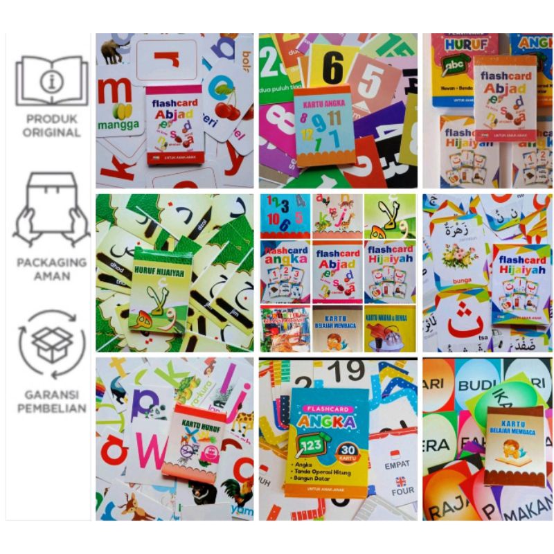 MAINAN EDUKASI KARTU UNTUK ANAK-ANAK MAINAN ANAK EDUKASI FLASHCARD HURUF HIJAIYAH HURUF ABJAD ANGKA
