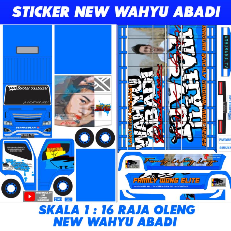 Stiker Miniatur Truk New Wahyu Abadi Skala 1:16