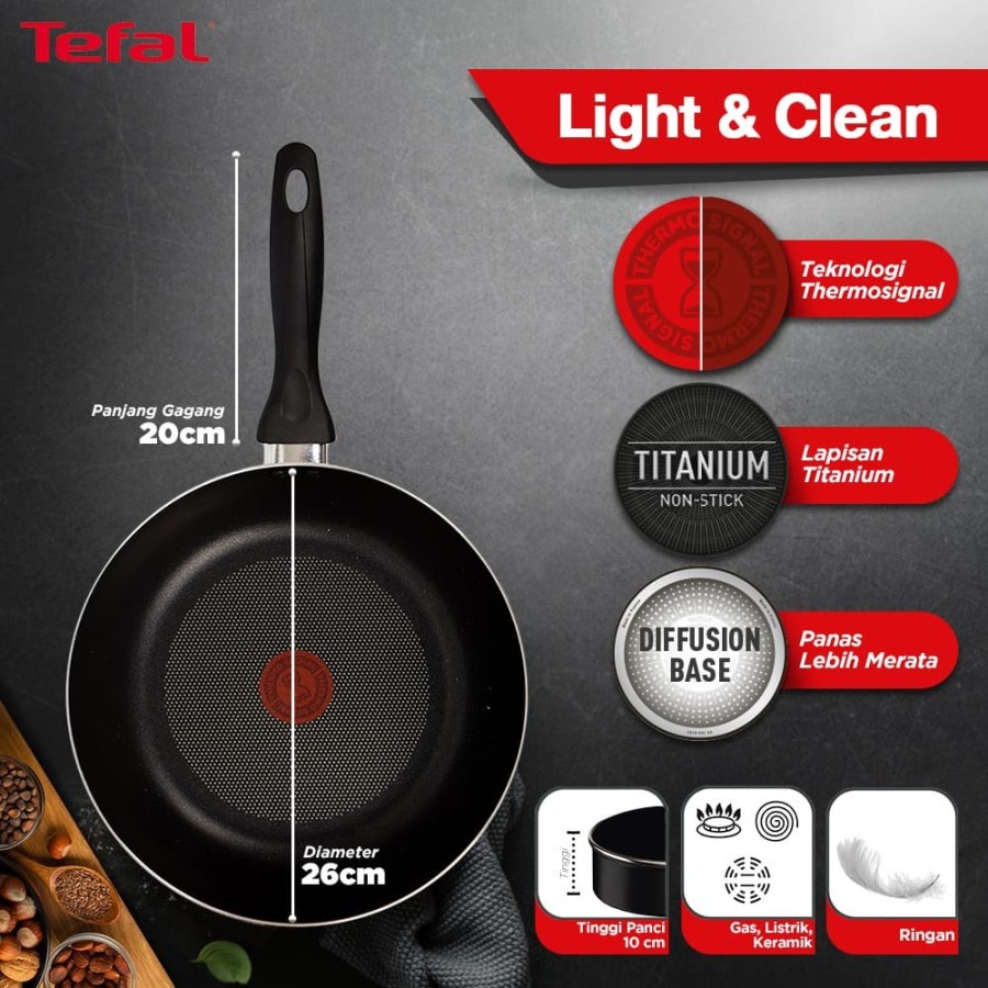 Tefal Light &amp; Clean Frypan 26cm Wajan Anti Lengket