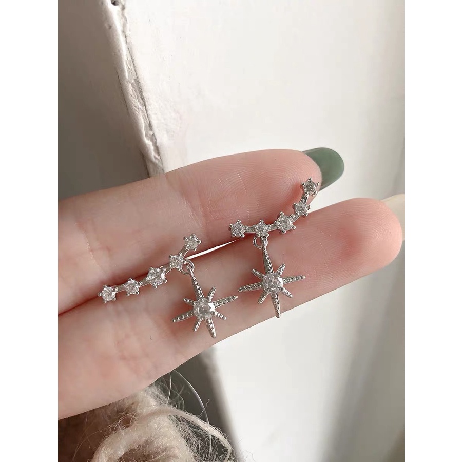 925 Jarum Perak Shinning Star in Gaya Anting Siswi Korea Versi Anting Sederhana-3