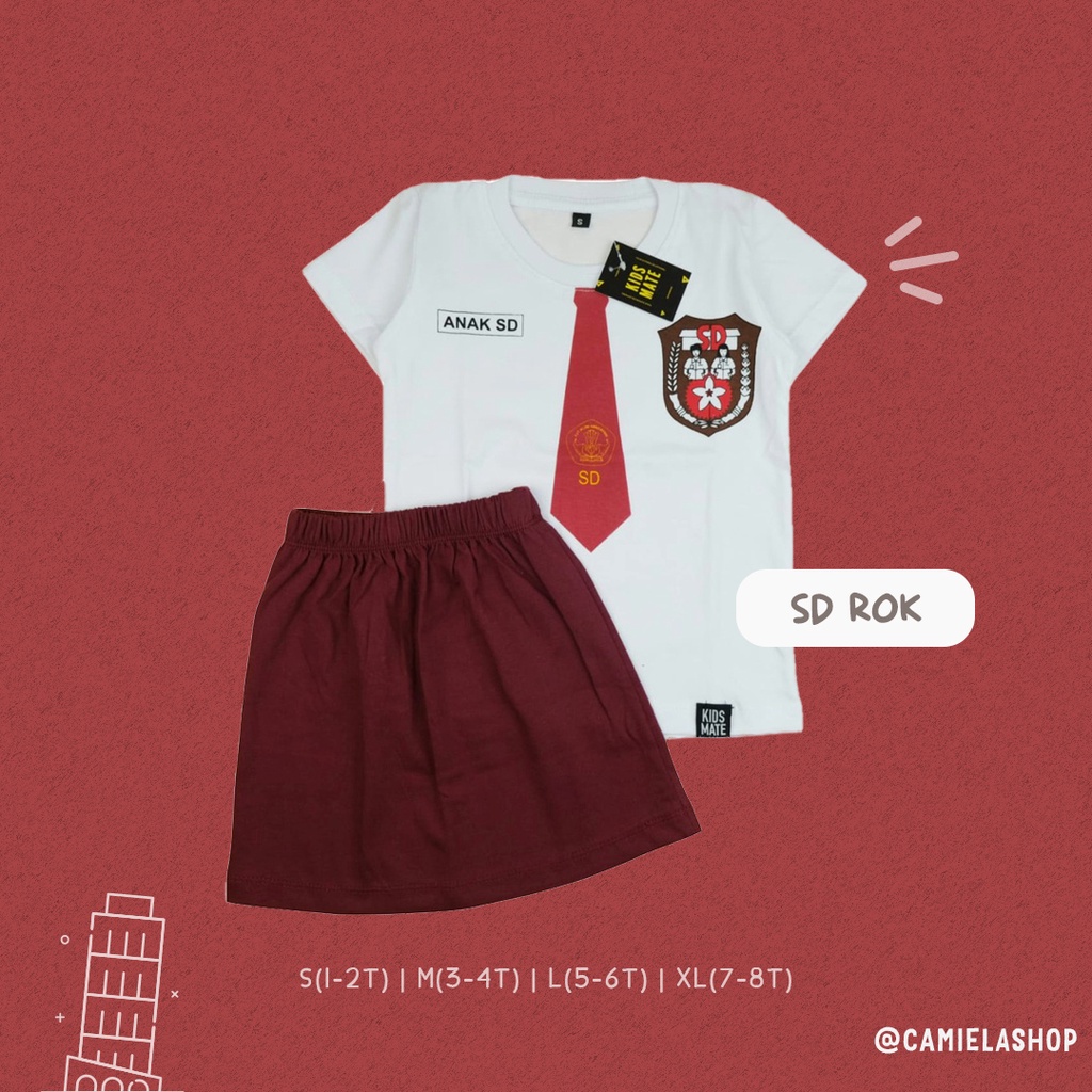 Baju Setelan Anak Motif Seragam Sekolah SD SMP SMA-SD rok