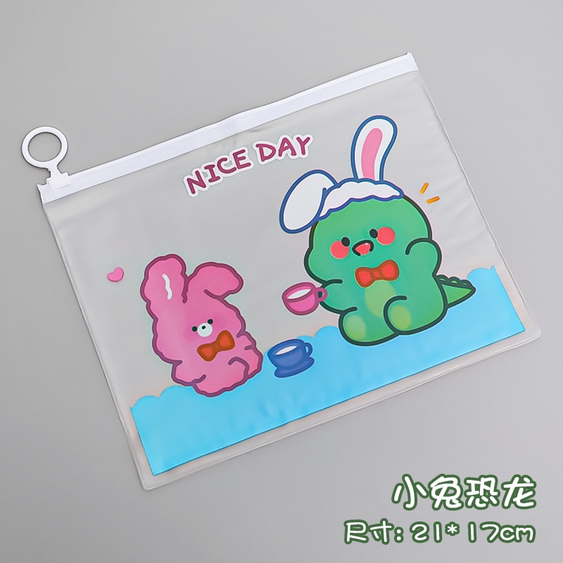 OVERFLOWS.ID ZIPPER POUCH CACTUS UNICORN TEMPAT PENSIL TRANSPARANT FLAT POUCH IMPORT KAKTUS-Dino Teatime