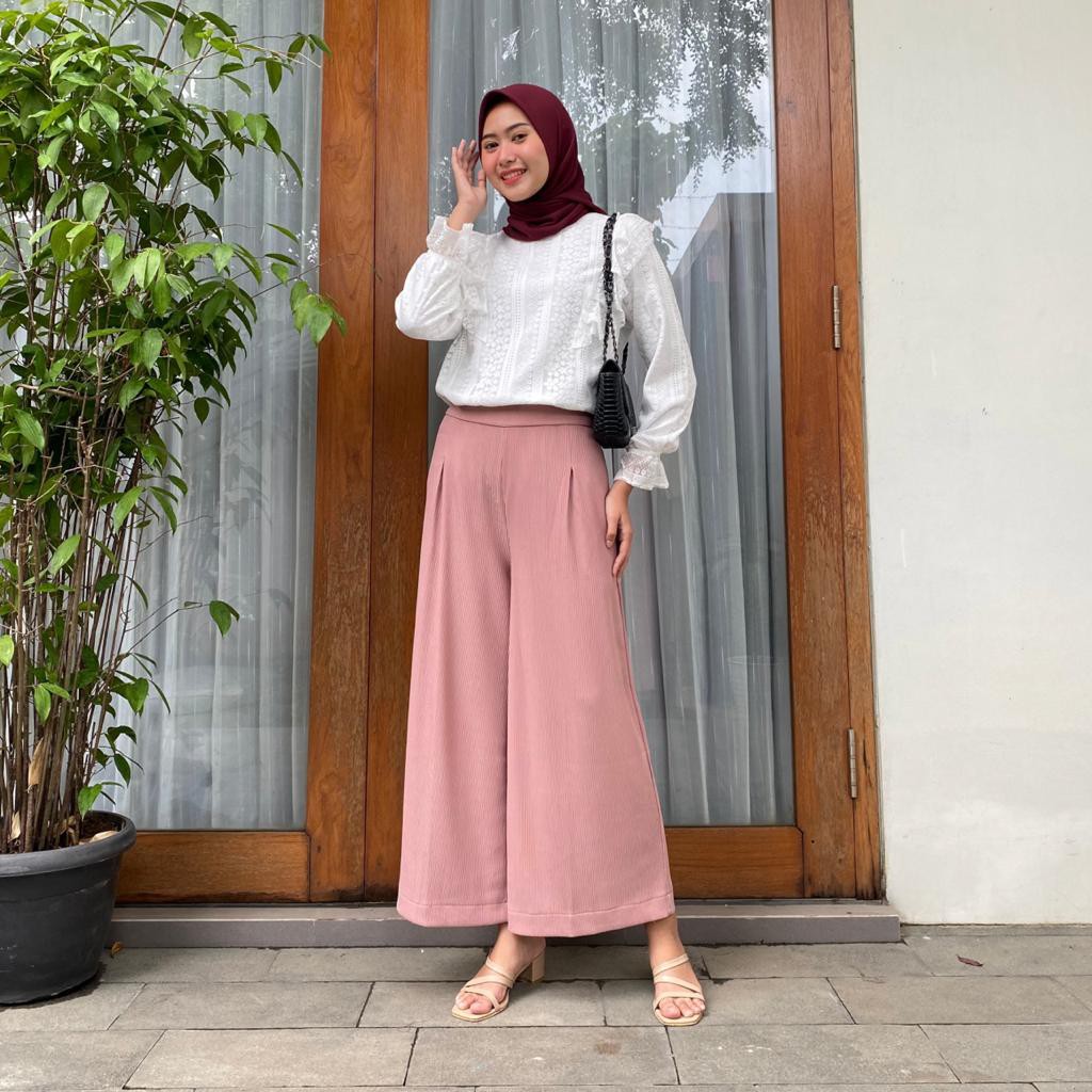 HANA KULOT / KULOT WANITA LEBAR STRECH BAHAN IMPORT PREMIUM-SOFTPINK