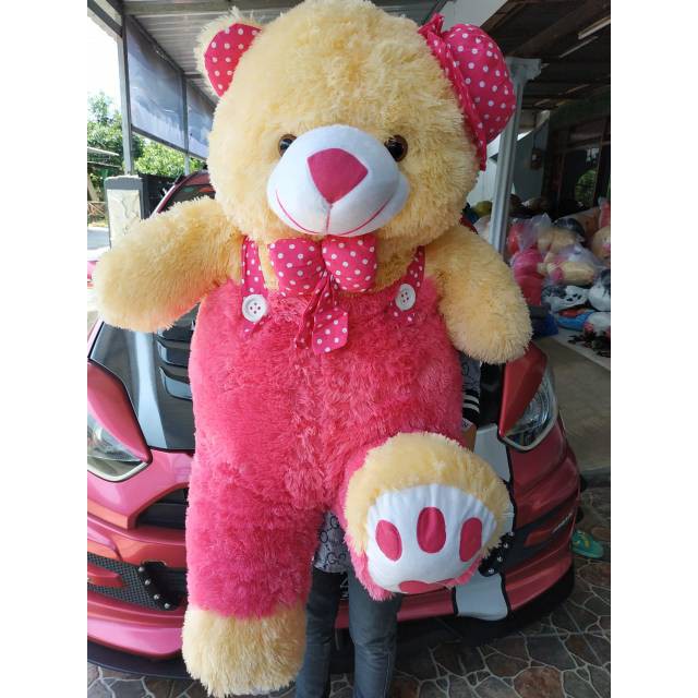  BONEKA JUMBO  1 meter JOJON HALUS BEAR PITA DAN TOPI 