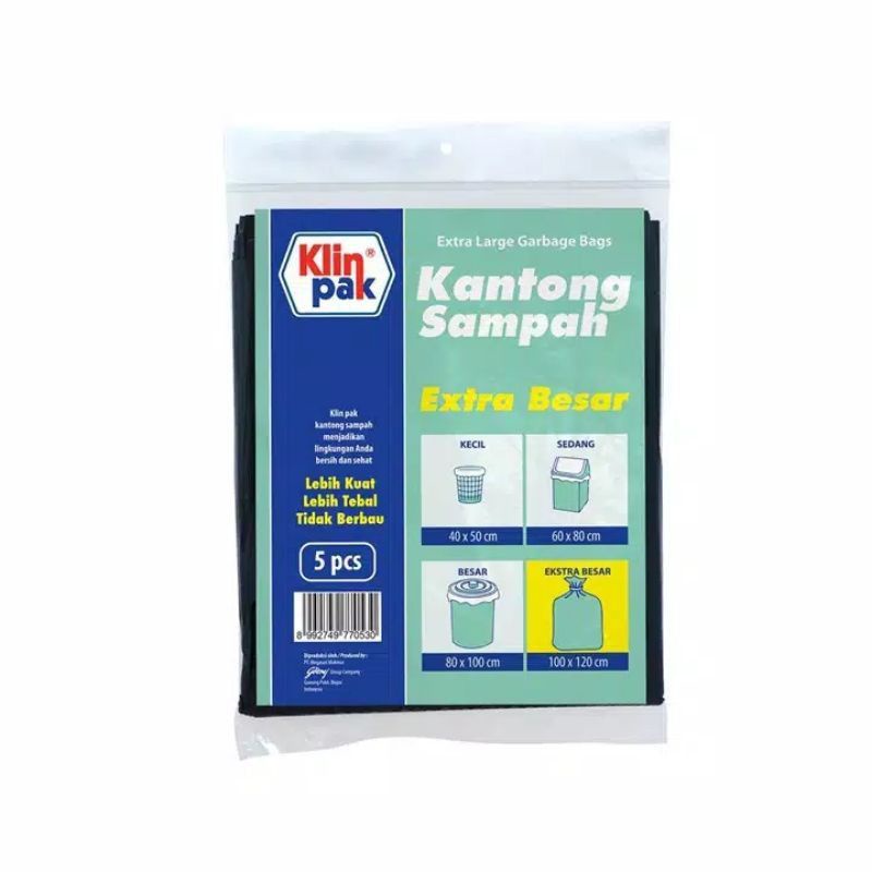 Klinpak kantong sampah extra besar 100x120cm - kantong sampah serbaguna