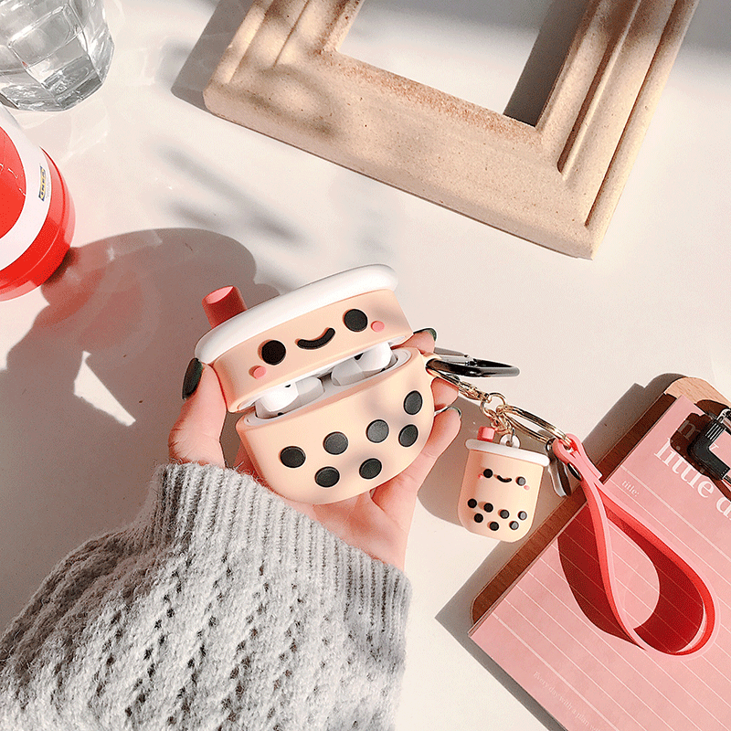 Casing Soft Case Silikon Motif Boba Kawaii Untuk Airpods Pro 3 / 2