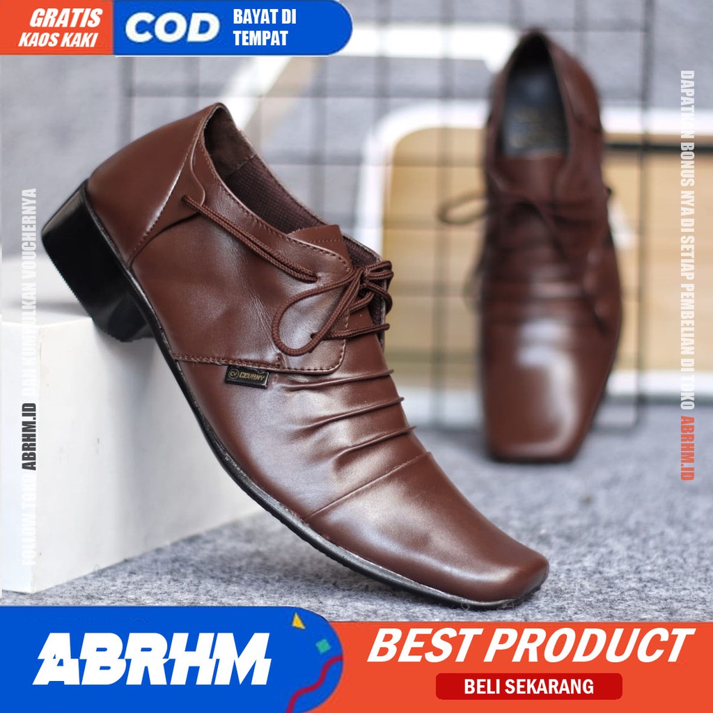 ABRHM x RAMPLE Sepatu Pantofel Kulit Asli Formal Kerja Kantor Pria Cowok
