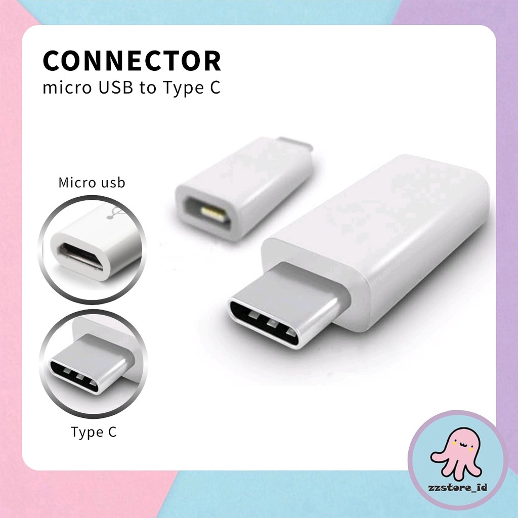 Adapter Sambungan Connector Micro Usb To Usb 3.1 TYPE C / LIGHTNING KONEKTOR