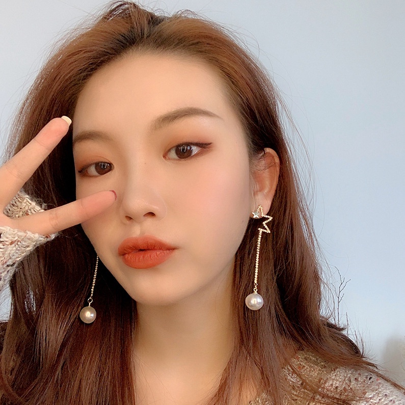 2020 baru trendi XINGX berlian imitasi Mutiara panjang rumbai anting-anting internet influencer anti