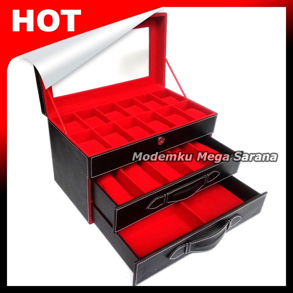 [Kualitas Super] Box  Tempat Kacamata 5 + Jam Tangan 12 + Cincin Aksesoris