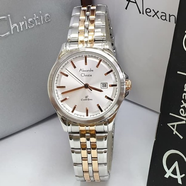 ALEXANDRE CHRISTIE AC 8402 LDBTRSL SILVER ROSEGOLD JAM WANITA ORIGINAL