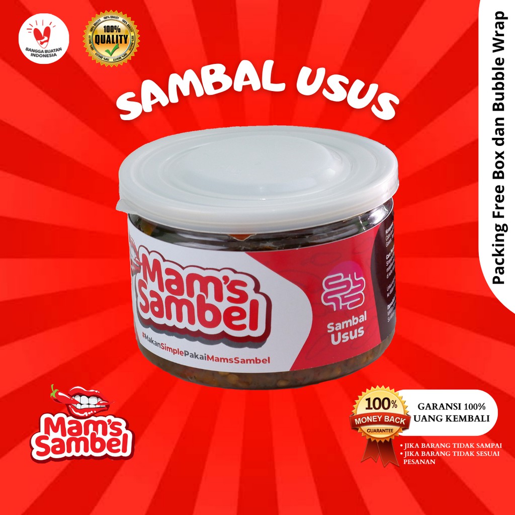 

Mam's Sambel - Sambel Usus Gurih Kemasan 150 gram | Sambal Usus Ayam Pedas Gurih Kemasan 150 gram