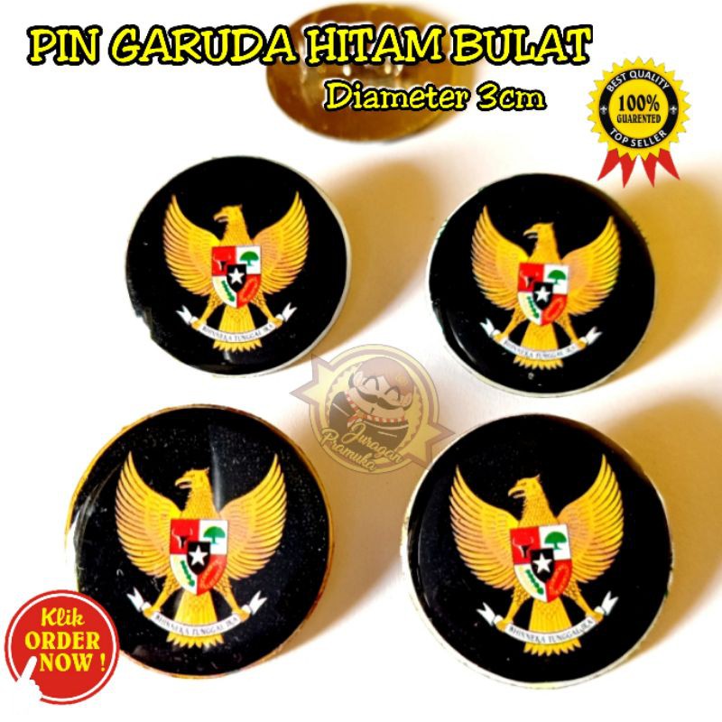 PIN GARUDA HITAM BULAT 3CM