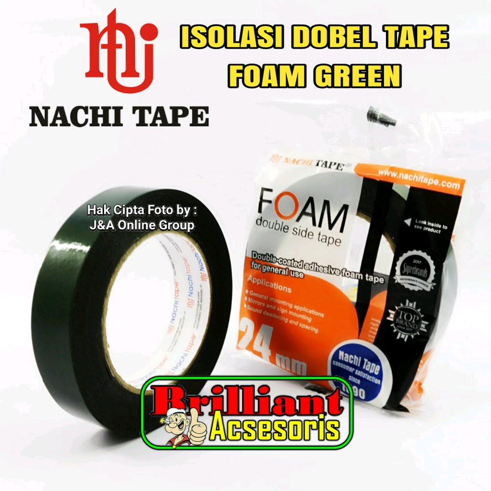 

Isolasi NACHI Dobel Tape Bolak Balik Hijau Foam klo3745