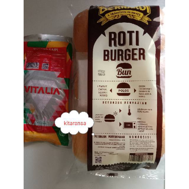 Roti Burger Sepaket daging Burger Bernardi/Hotdog/Vitalia