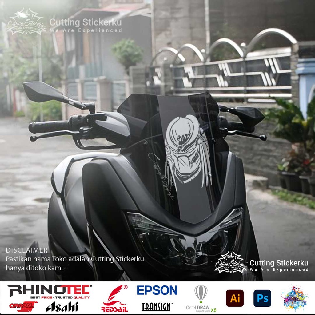 Cutting Stiker Predator Hunter Variasi Motor Mobil Sticker Timbul Keren Nyala Dasbor Spakbor Visor Body Kaca Helm Laptop Hologram Reflective Tahan Air Bodi Samping Nama Scoopy Vario Beat NMAX PCX Vespa Aesthetic Pickup  Windshield Kustom Modif