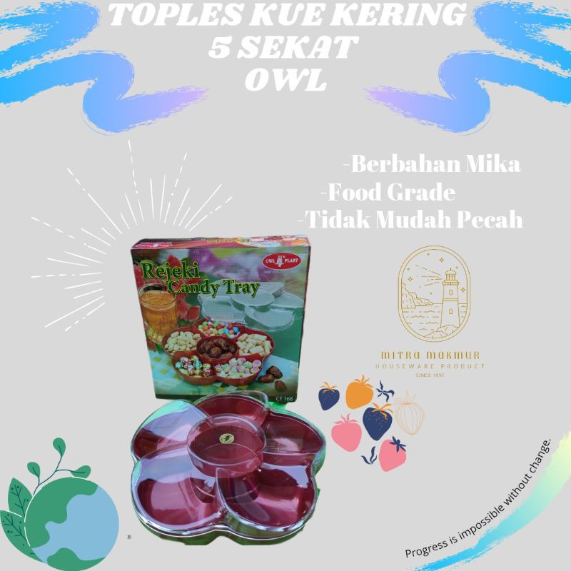 NEW!! OWL PLAST - TOPLES KUE KERING 5 SEKAT / REJEKI CANDY TRAY