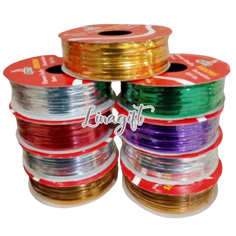 ( Rol 20 Yard ) WIRE RIBBON ROPE - PITA KAWAT SOUVENIR ROLL / IKATAN / GOODIE BAG / HAMPERS PARCEL GOLD SILVER RED PURPLE BLUE GREEN