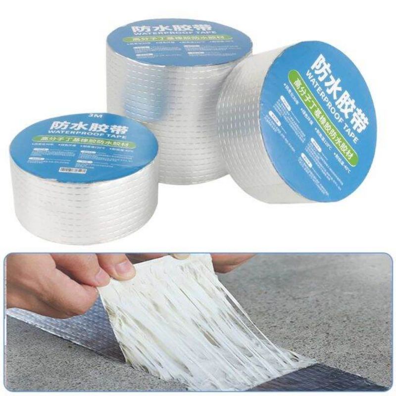 Lakban anti bocor perekat anti bocor Aluminium Foil Butyl Rubber Waterproof Tape / Lakban aluminium 