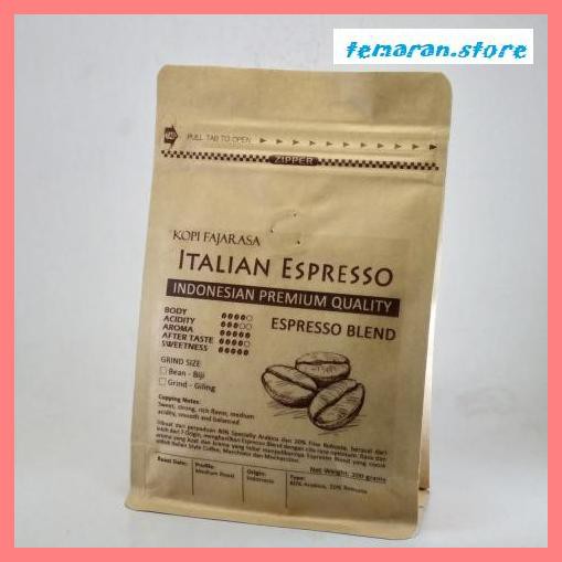 

Kopi- Kopi Fajarasa Italian Espresso Biji Kopi Espresso Blend 200 gram -Biji-Kopi.