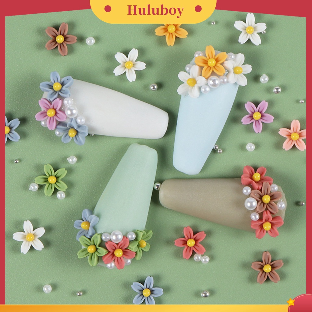 Huluboy Huluboy♡ 40pcs / Pack Bunga Kecil Matte Tiga Dimensi Untuk Dekorasi Kuku Wanita