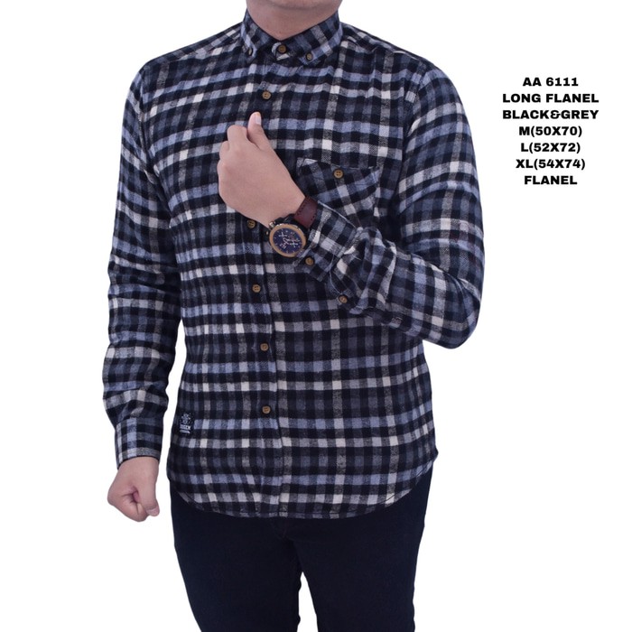 kemeja flanel pria lelaki cowok QUIKSILVER navy