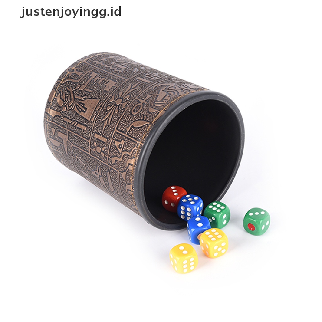 // justenjoyingg.id // 1 pc High Quality Brown Leather Rune Dice Cup PU leather 82x82x91mm ~