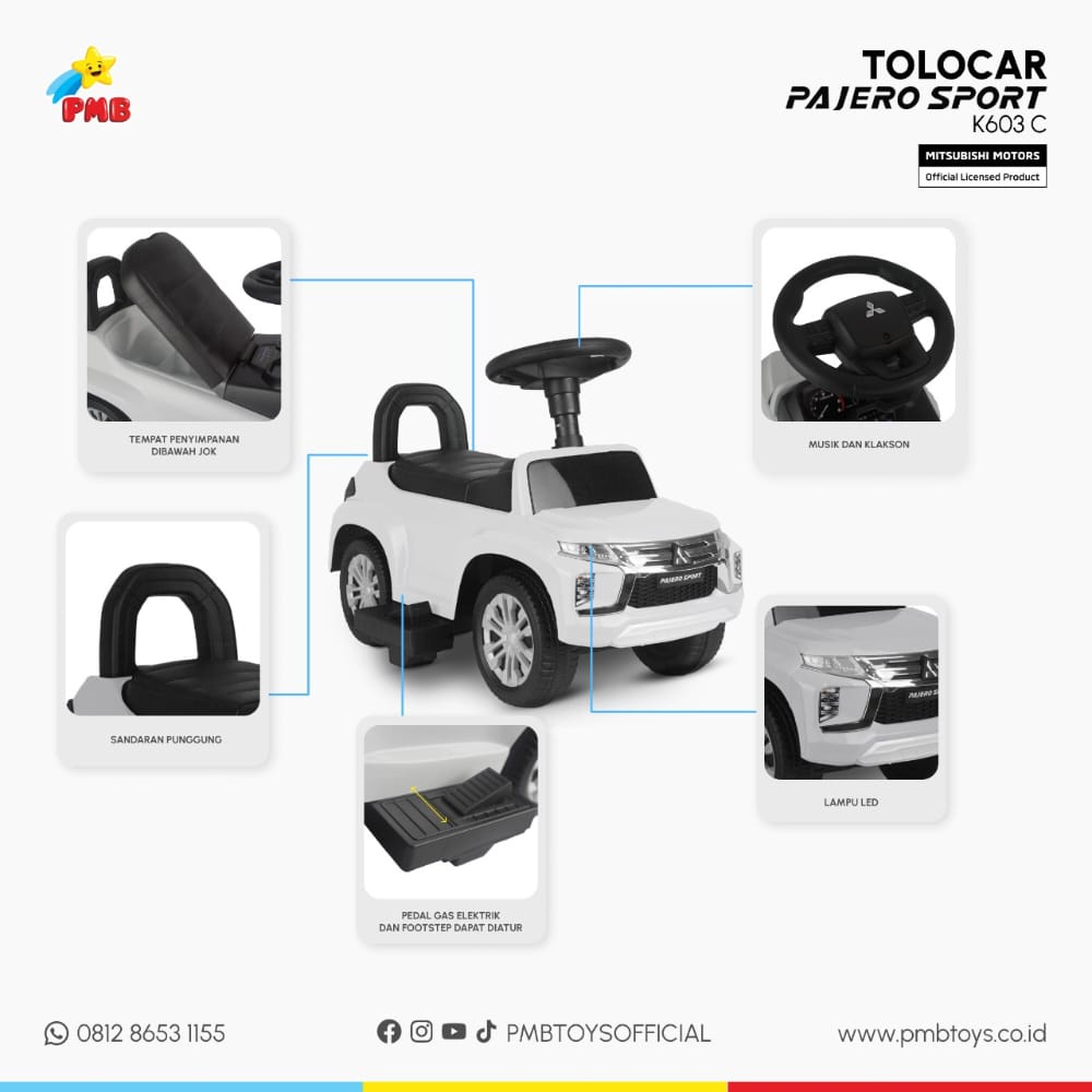 Tolo Car Tolocar PMB K603 C Mainan Ride On Mobil Anak Dorongan Aki K603 B Pajero mainan anak murah