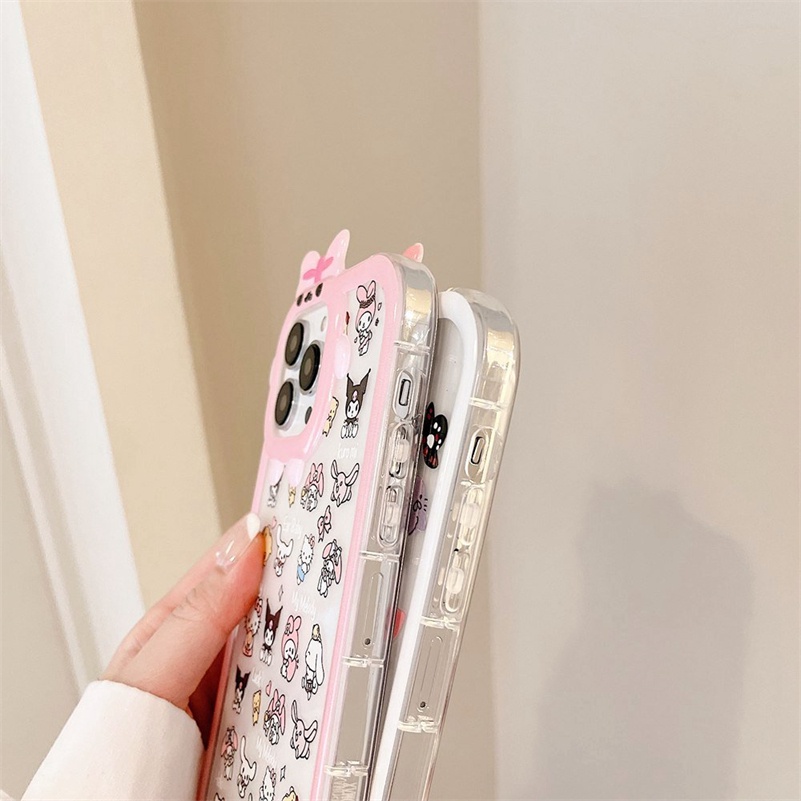 Case Pelindung Lensa Shockproof Motif Kartun Monster Kecil Untuk iPhone 14 13 12 11 Pro Max X Xr Xs Max 7 8 6 6s Plus SE 2020