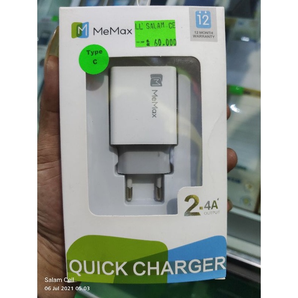 Charger Hp Type-C  Cas Hp MeMax LC-P201 2,4A