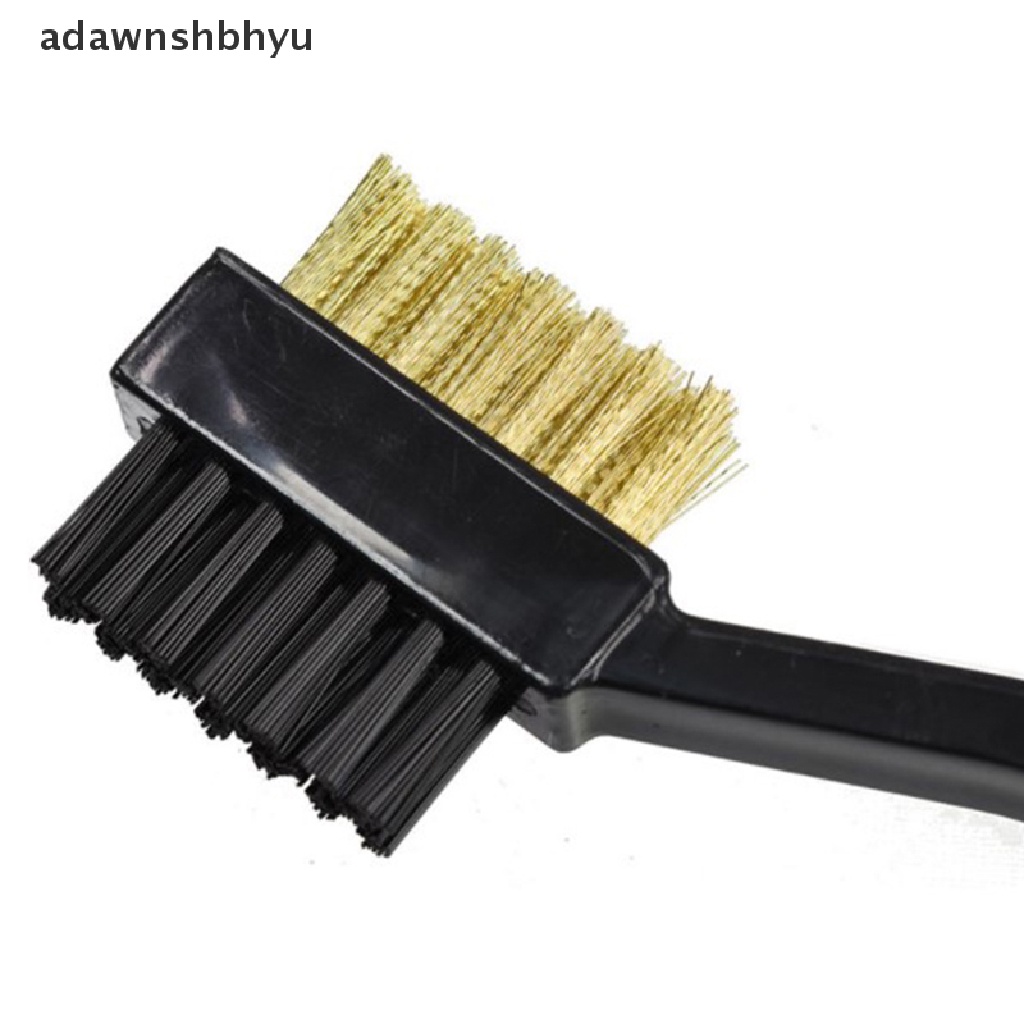 Adawnshbhyu Kabel Kuningan 2sisi Nylon Cleaning Kit Alat Sikat Golf Klip Alur Pembersih Bola