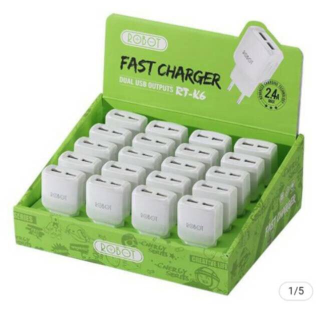 Batok Robot Rt-K6 Fast Charging 2USB 2,4A Wook ( Harga 1pcs )