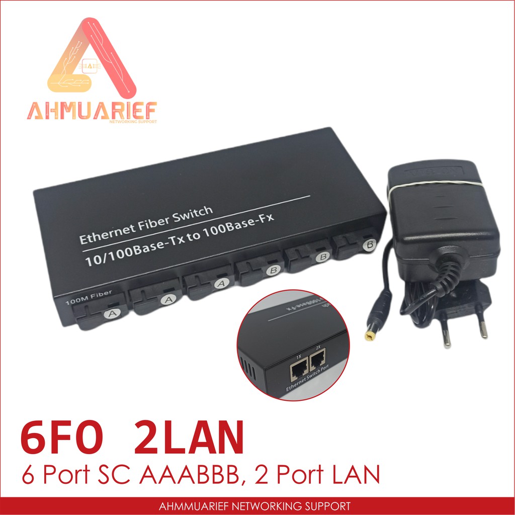 Media Converter Switch Fiber Optik 6 Port Fiber AAABBB 2 Port LAN RJ45 6SC 2PE CM6F2E 6FO 6SC 2RJ45 2LAN