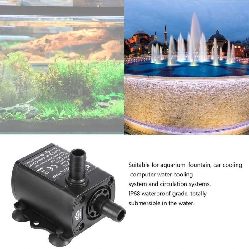 Pompa Air Mini USB Brushless Submersible Aquarium 5V 35dB Waterproof