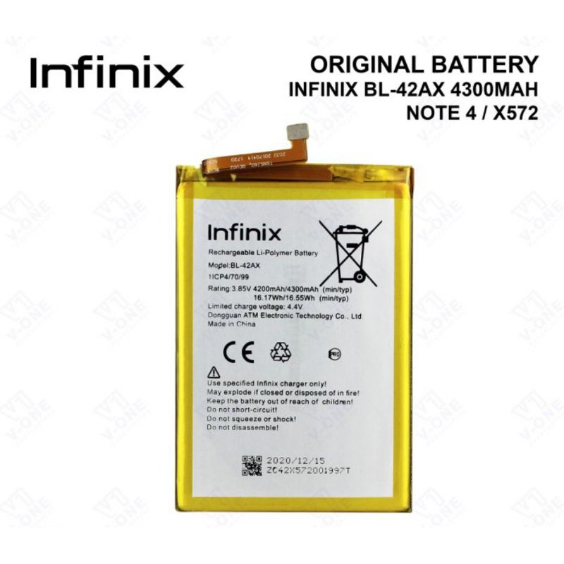 BATERAI BATRE BATTERY INFINIX NOTE 4 X572 BL-42AX ORIGINAL