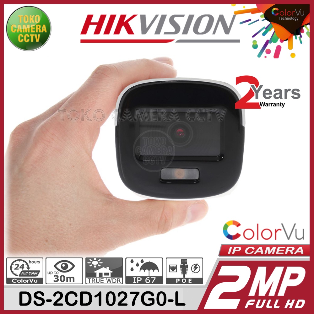 IP CAMERA 2MP HIKVISION DS-2CD1027G0-L IP KAMERA COLORVU CCTV POE